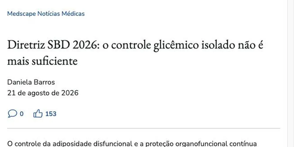 Medscape sobre a diretriz SBD 2026