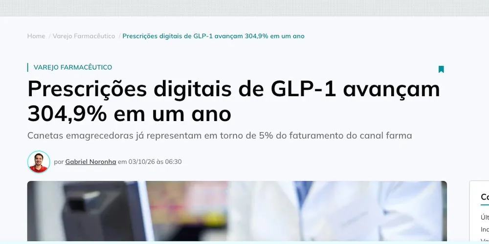 Manchete: prescrições digitais de GLP-1 avançam 304,9% em um ano